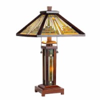 CHLOE Innes Tiffany 3 Light Mission Double Lit Wooden Table Lamp 15 Shade