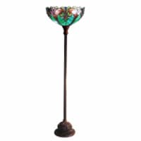 LIAISON Tiffany-style 1 Light Victorian Torchiere Floor Lamp 15 Shade, Multi-colored