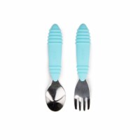 Bumkins Stainless Toddler Steel Fork and Spoon Heads - Aqua