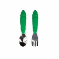 Bumkins Stainless Toddler Steel Fork and Spoon Heads - Green