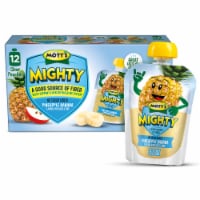 Mott's Mighty No Sugar Added Pineapple Banana Applesauce Pouches Perspective: Main
