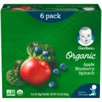 Gerber Organic 2nd Foods Apple Blueberry & Spinach Baby Food Pouches 6 Count Perspective: Main