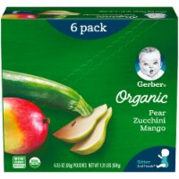Gerber 2nd Foods Organic Pear Zucchini & Mango Baby Food Pouches 6 Count Perspective: Main