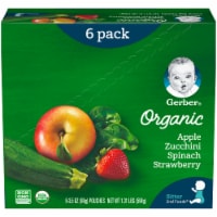 Gerber Organic 2nd Foods Apple Zucchini Spinach & Strawberry Baby Food 6 Count Perspective: Main