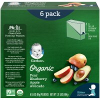 Gerber 2nd Foods Organic Pear Blueberry Apple & Avocado Baby Food Pouches 6 Count Perspective: Main