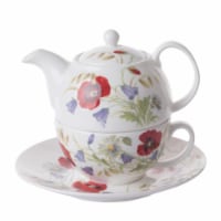 Roy Kirkham ER3008 90 mm English Meadow Tea for One Teapot with Tea Cup & Saucer, Multi Color