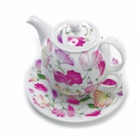Roy Kirkham ER3019 90 mm Sweet Pea Tea for One Teapot with Tea Cup & Saucer, Multi Color