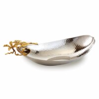 Leeber 70072 14 x 8 x 3.5 in. Butterfly Boat Shape Serving Bowl, Silver & Gold
