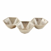 Leeber 70191 11 x 6 x 1.75 in. Hexagon Aluminum Triple Bowl Set, Silver