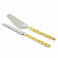 Leeber 70261 11.5 in. Geometric Cake Server Set, Silver & Gold
