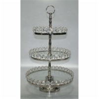 Leeber Elegance Three Tier Glass & Nickel Plated Stand with Detachable Crystal Border,