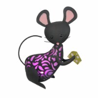 Adorable Mouse Eating Cheese Metal LED Solar Garden Statue Accent Light