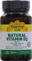Country Life Natural Vitamin D3 Softgels 400 IU 100 Count Perspective: Main