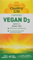 Country Life Vegan D3 Softgels 5000 IU 60 Count Perspective: Main