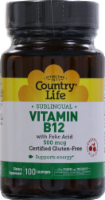 Country Life Sublingual Vitamin B12 with Folic Acid Lozenges 100 Count
