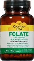 Country Life Folic Acid Tablets 250 Count