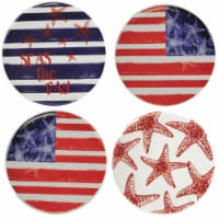 Tabletop Patriotic Coasters Ceramic American Flag Starfish 20882