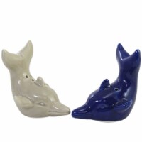 Tabletop Dolphin Salt/ Pepper Shaker Set Ceramic Ocean Water Swimming B22048