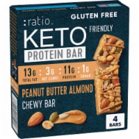 Ratio KETO Friendly Peanut Butter Almond Chewy Protein Bars Gluten Free Snacks