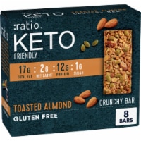 Ratio KETO Friendly Toasted Almond Crunchy Bars Gluten Free Snacks