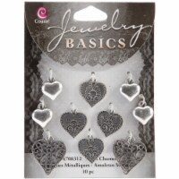 Cousin Jewelry Basics Metal Charms-Silver Hearts 10/Pkg