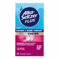 Alka-Seltzer Plus® Cough & Sore Throat Raspberry Flavored Fizzy Chews Perspective: Main