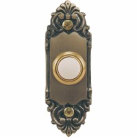 Heath Zenith Wired Antique Brass Fleur de Lis LED Lighted Doorbell Push-Button