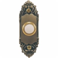 Heath Zenith Wired Antique Brass Fleur de Lis LED Lighted Doorbell Push-Button