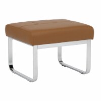 Studio Designs Home Allure Blended Leather Ottoman in Caramel Brown
