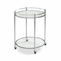 Studio Designs Home Veranda 2-Tier Tempered Glass Round Bar Cart in Clear