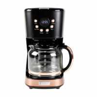 Haden Heritage 12 Cup Countertop Coffee Machine with Glass Carafe, Black/Copper