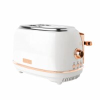 Haden Heritage 2 Slice Wide Slot Toaster with Removable Crumb Tray, Ivory/Copper