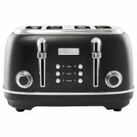 Haden Heritage 4 Slice Wide Slot Toaster with Removable Crumb Tray, Black/Chrome