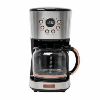 Haden Heritage 12 Cup Programmable Retro Coffee Maker Machine, Steel/Copper