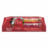 Purina ONE Tender Cuts in Gravy Wet Dog Food Variety Pack Chicken and Brown Rice and Beef and Barley Perspective: Main
