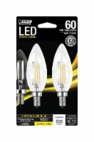Feit Electric B10 E12 (Candelabra) LED Bulb Soft White 60 Watt Equivalence 2 pk - Total Qty: