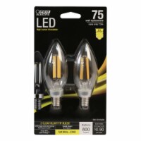 Feit Electric Blunt Tip E12 (Candelabra) LED Bulb Soft White 75 Watt Equivalence 2 pk - Total