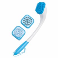 3-in-1 Long Reach Bath Brush Set -Silicone Brush, Body Wash Lotion Applicator, Massager