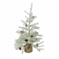Arett Sales 3' Green Frosted Green Pine Artificial Christmas Tree with Burlap Base - Unlit