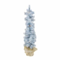 Arett Sales 2' Blue Potted Frosted Pine Slim Artificial Christmas Tree - Unlit