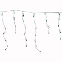Hofert Set of 100 Green Everglow Icicle Christmas Lights, 6.6' White Wire