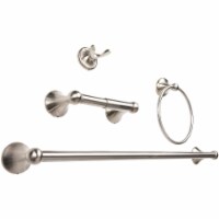 WholesalePlumbing 4-Piece Bathroom Hardware Accessory Set with 24  Towel Bar - Satin Nickel