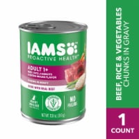 Iams Proactive Health Adult Canned Wet Dog Food Beef Rice Carrots & Green Beans Chunks in Gravy Perspective: Main