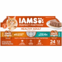 Iams Perfect Portions Pate Chicken Recipe & Tuna Healthy Adult Grain Free Wet Cat Food Variety Pack Perspective: Main