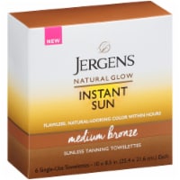 Jergens Natural Glow Instant Sun Medium Bronze Suness Tanning Towelettes