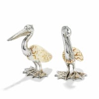 SND101-S2 Pelican Sculptures Silver Plated Resin - Set of 2