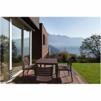 Compamia Ares 5 Piece Square Resin Patio Dining Set in Teak Brown