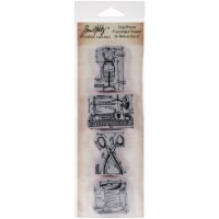 Tim Holtz Mini Blueprints Strip Cling Stamps 3 X10 -Sewing