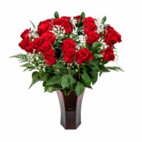 Double Dozen Roses in Red Vase Arrangement Perspective: Main