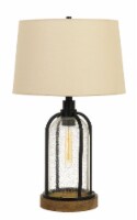Cal Lighting, 100W Ciney Glass/Metal/Pine Wood Table Lamp With 25W Night Light